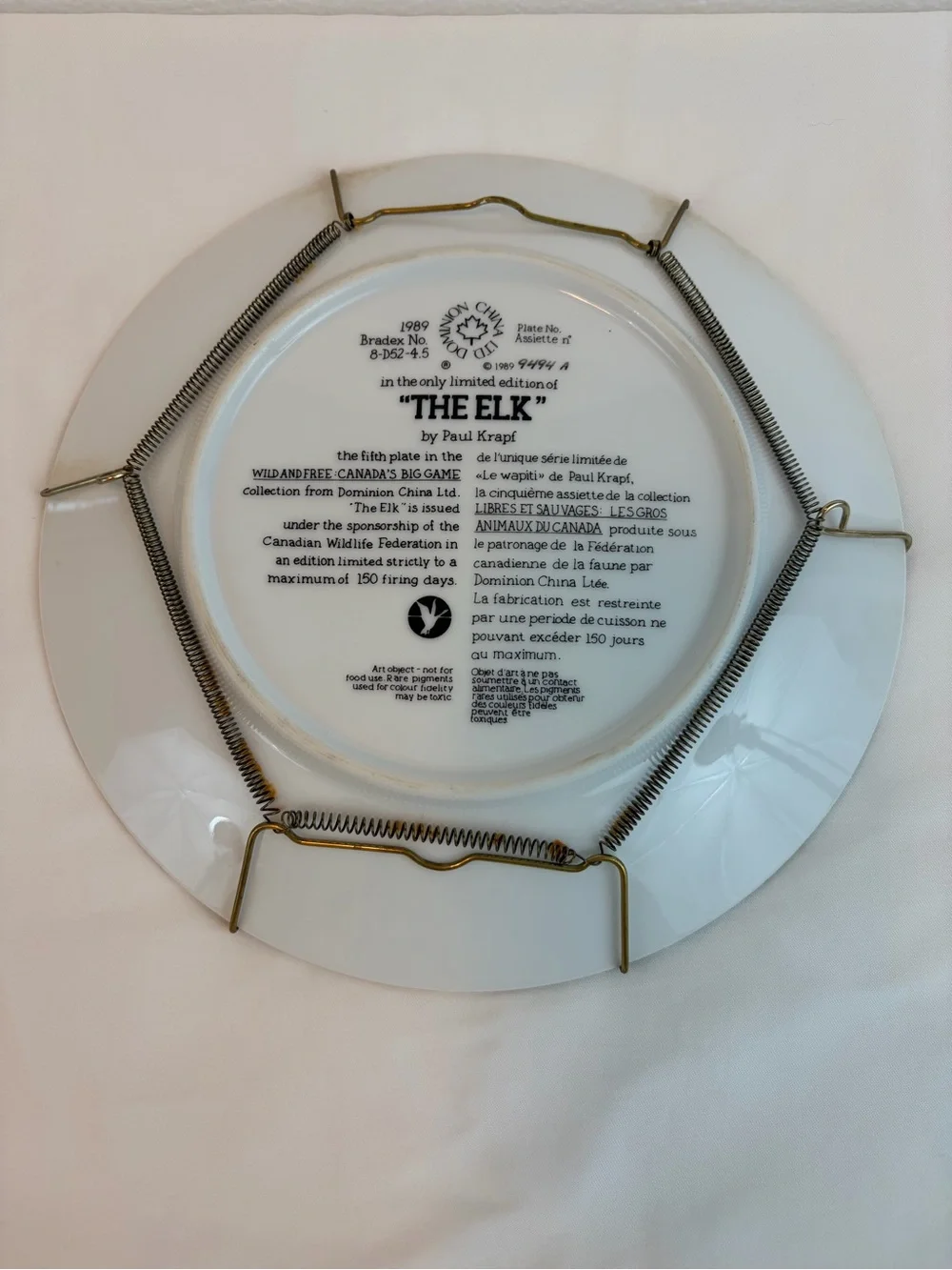 1989 “The Elk” by Paul Krapf. Decorative Plate Collection.